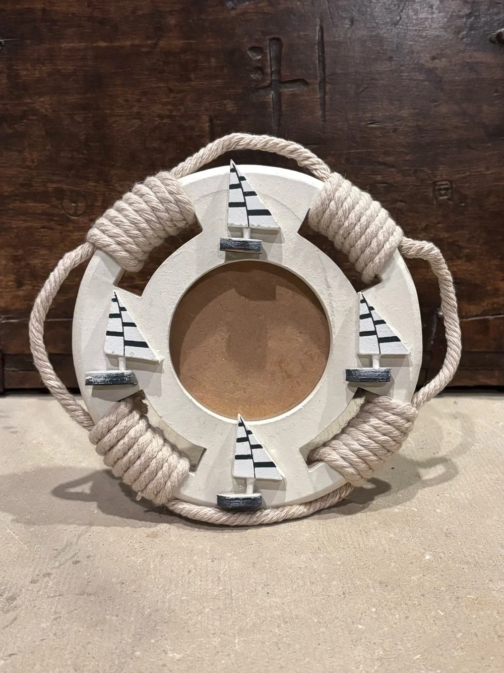 Nautical Life Ring Photo Frame with Sailboats